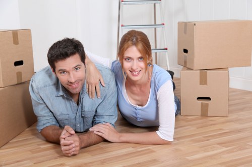 Packed boxes and furniture ready for a Marylebone home removal