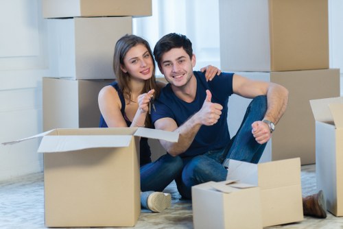 Loading furniture into a moving truck in central London Marylebone